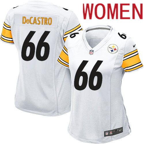 Women Pittsburgh Steelers #66 David DeCastro Nike White Game Player NFL Jersey